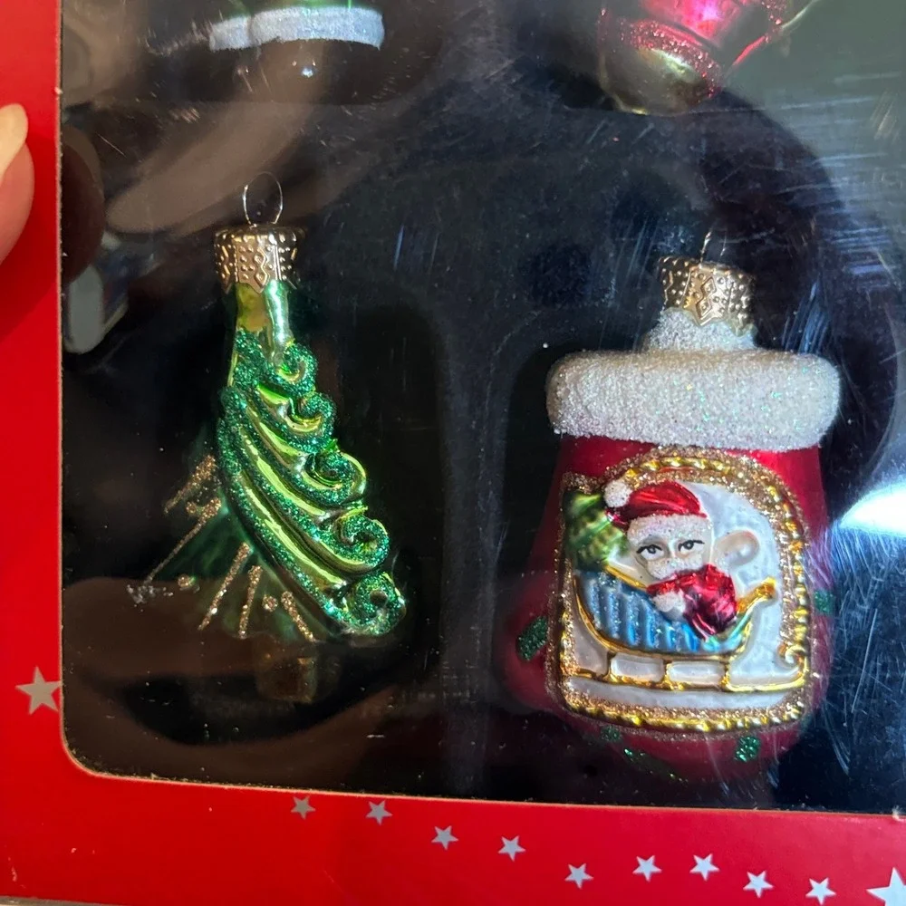 Macy's Holiday Lane Colorful Glass Ornaments Mini Molds Figures Set of 12